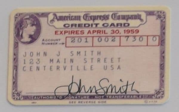 1958年に発行されたアメリカン・エキスプレスのクレジットカード